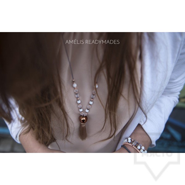 Ръчно изработено колие Am&eacute;lis - Dewy White