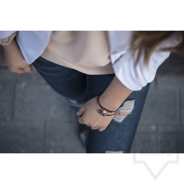 Сет ръчно изработени гривни Amelis - breezy black