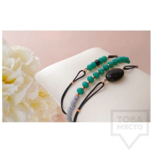 Сет ръчно изработени гривни Amelis - breezy green