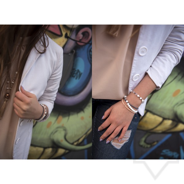 Сет ръчно изработени гривни Amelis - dewy white