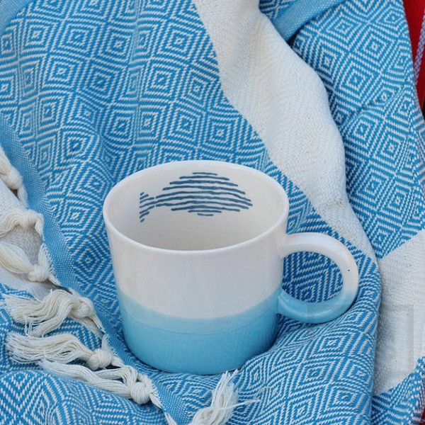 Ръчно изработена порцеланова чаша Art.E Handmade - Love Sea