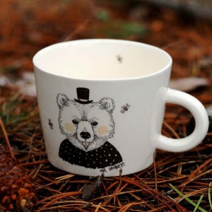 Ръчно изработена порцеланова чаша тип консерва Art.E Handmade Mama Bear 