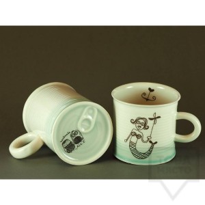 Ръчно изработена порцеланова чаша тип консерва Art.E Handmade - Mermaid