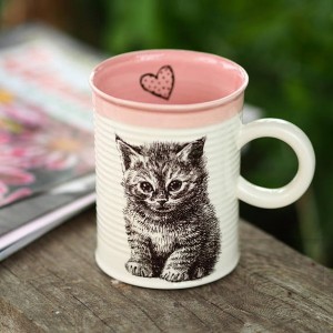 Ръчно изработена порцеланова чаша тип консерва Art.E Handmade - голяма консерва с котка