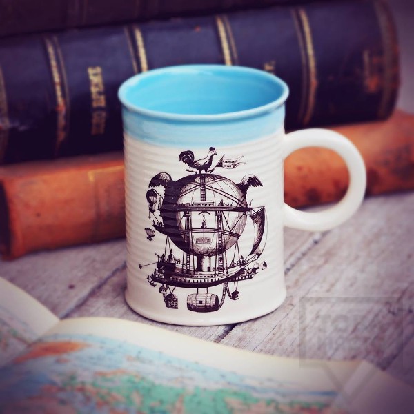 Ръчно изработена порцеланова чаша тип консерва Art.E Handmade - голяма консерва с дирижабъл