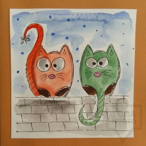 Ръчно изработена картичка Art Raft - Опашати котараци