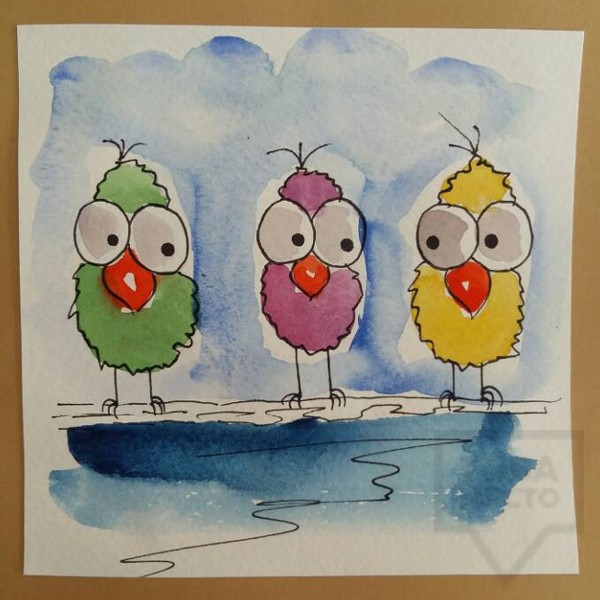 Ръчно изработена картичка Art Raft - Тройка пилци