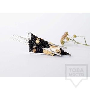 Брошка Asia Petrova Jewelry - опализирано дърво