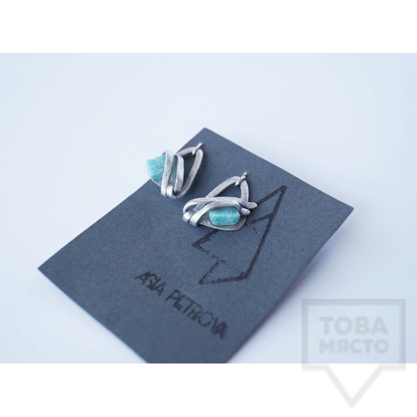 Ръчно изработени обеци Asia Petrova Jewerly - амазонит