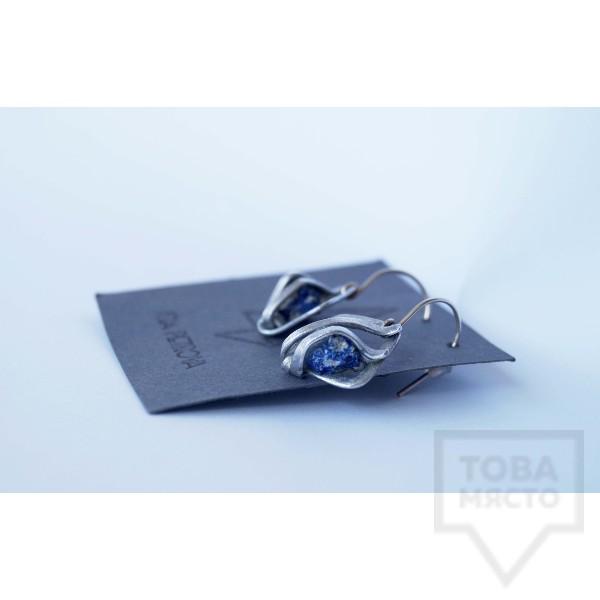 Ръчно изработени обеци Asia Petrova Jewerly - азурит