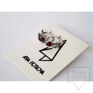 Ръчно изработени обеци Asia Petrova Jewerly - червен гранат