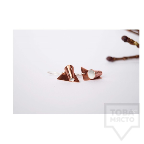 Ръчно изработени обеци Asia Petrova Jewerly - мед бели