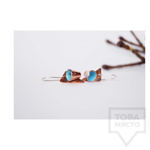 Ръчно изработени обеци Asia Petrova Jewerly - мед светлосини