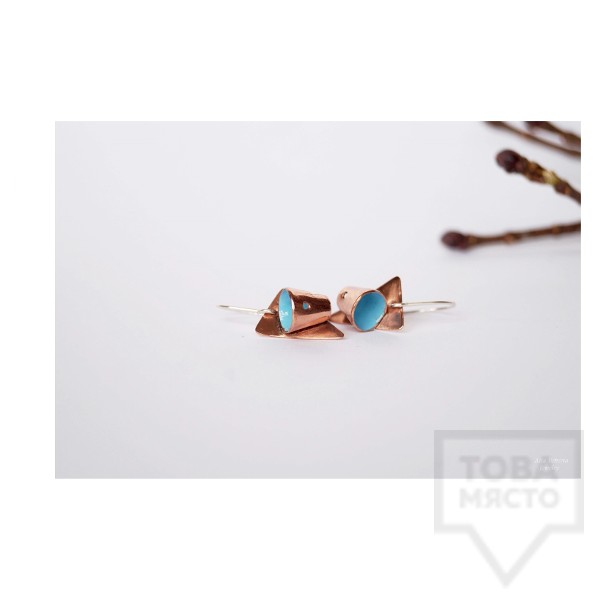 Ръчно изработени обеци Asia Petrova Jewerly - мед светлосини