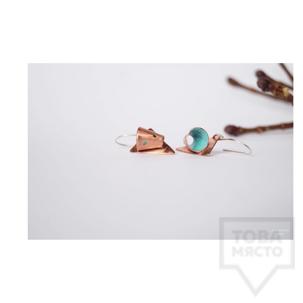 Ръчно изработени обеци Asia Petrova Jewerly - мед тюркоаз