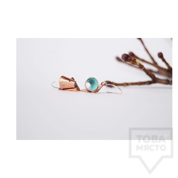 Ръчно изработени обеци Asia Petrova Jewerly - мед тюркоаз