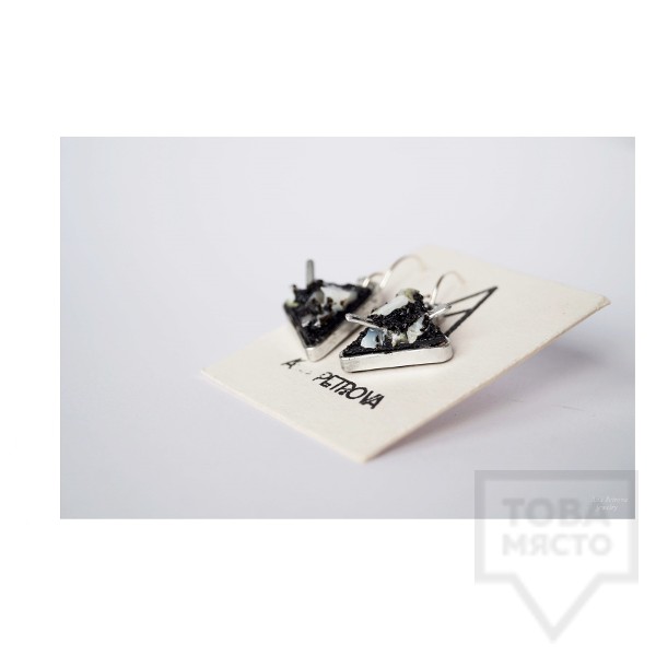 Ръчно изработени обеци Asia Petrova Jewerly - опализирано дърво