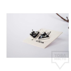 Ръчно изработени обеци Asia Petrova Jewerly - опализирано дърво