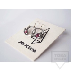 Ръчно изработени обеци Asia Petrova Jewerly - розов и черен яспис