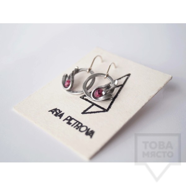 Ръчно изработени обеци Asia Petrova Jewerly - розов и черен яспис