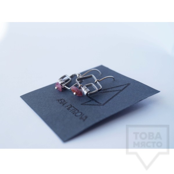 Ръчно изработени обеци Asia Petrova Jewerly - розов кварц