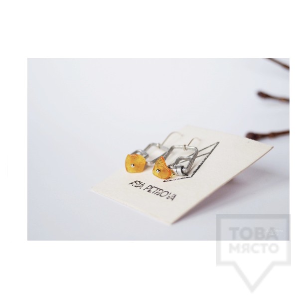 Ръчно изработени обеци Asia Petrova Jewerly - светъл кехлибар