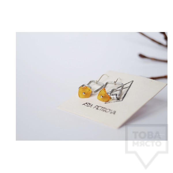 Ръчно изработени обеци Asia Petrova Jewerly - светъл кехлибар