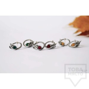 Ръчно изработени обеци Asia Petrova Jewerly - зелен ахат