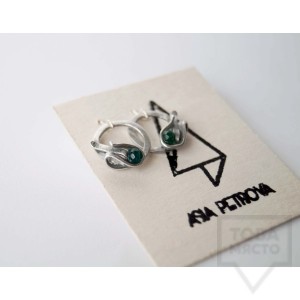 Ръчно изработени обеци Asia Petrova Jewerly - зелен ахат