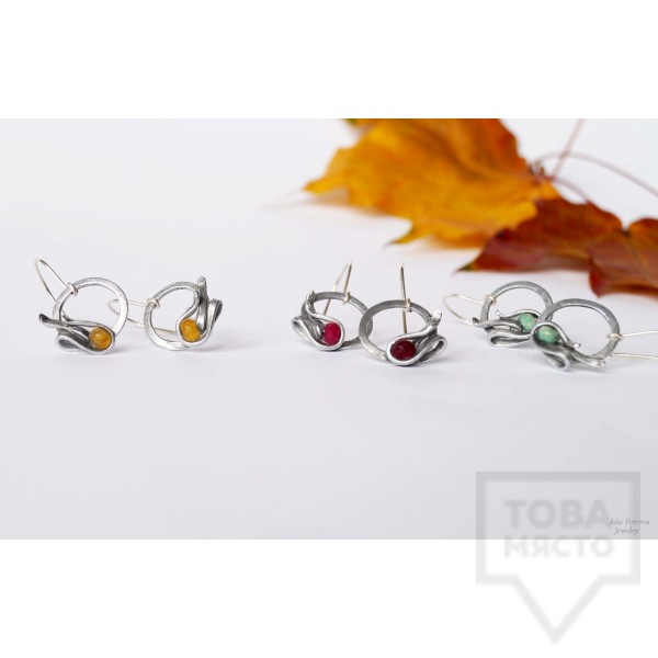 Ръчно изработени обеци Asia Petrova Jewerly - зелен авантюрин