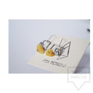 Ръчно изработени обеци Asia Petrova Jewerly - жълт кехлибар