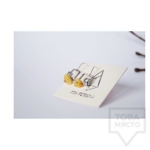 Ръчно изработени обеци Asia Petrova Jewerly - жълт кехлибар