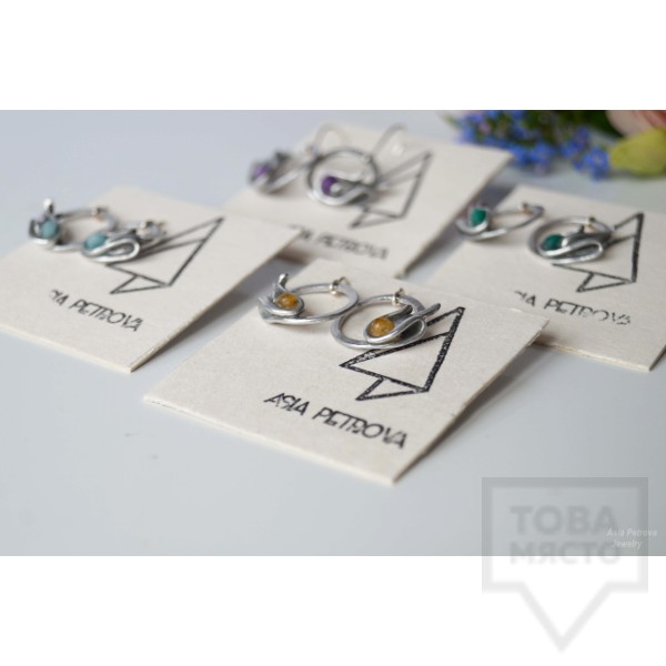 Ръчно изработени обеци Asia-Petrova - Water circle - amethyst