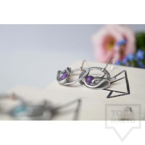 Ръчно изработени обеци Asia-Petrova - Water circle - amethyst