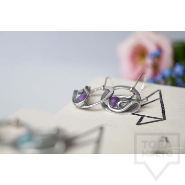 Ръчно изработени обеци Asia-Petrova - Water circle - amethyst
