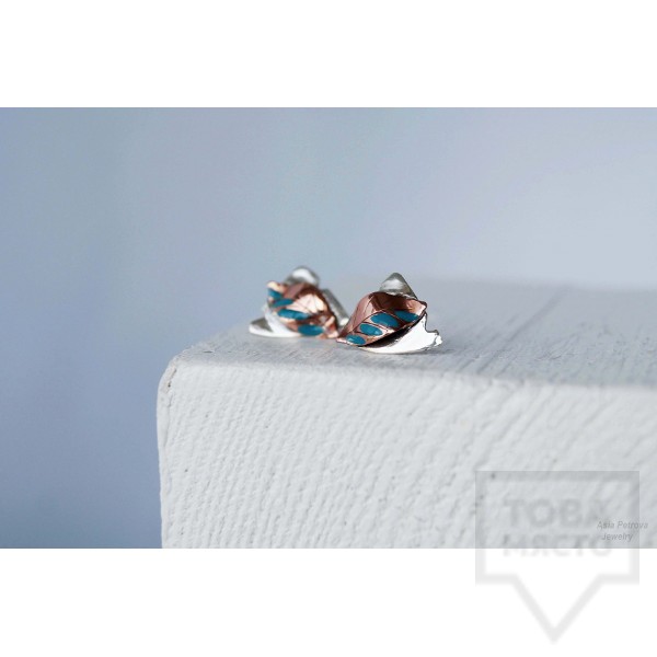 Сребърни обеци Asia Petrova - Fresh Leaves