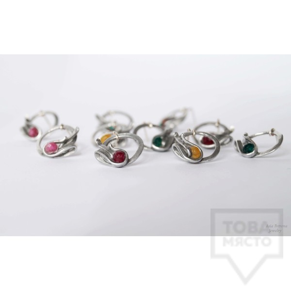 Ръчно изработени обеци Asia Petrova Jewerly - гранат