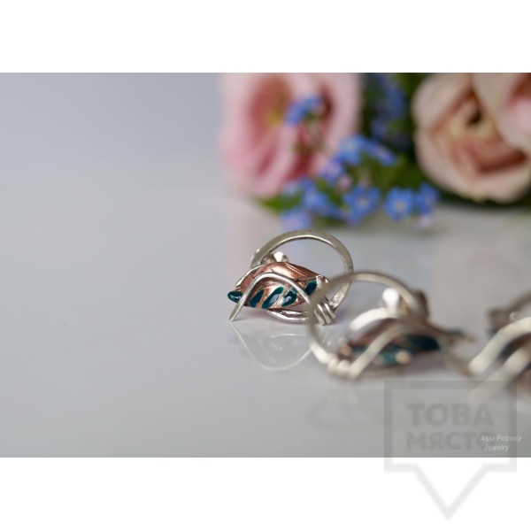 Сребърни обеци Asia Petrova - Floating Leaves