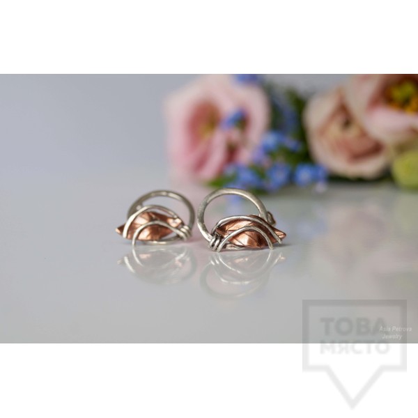 Сребърни обеци Asia Petrova - Golden Leaves