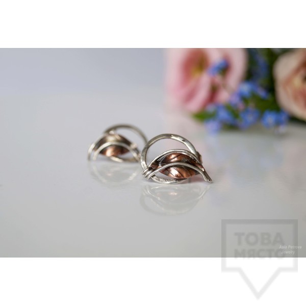 Сребърни обеци Asia Petrova - Golden Leaves