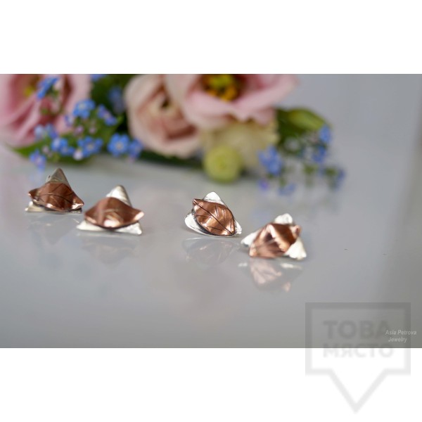 Сребърни обеци Asia Petrova - Golden Shapes