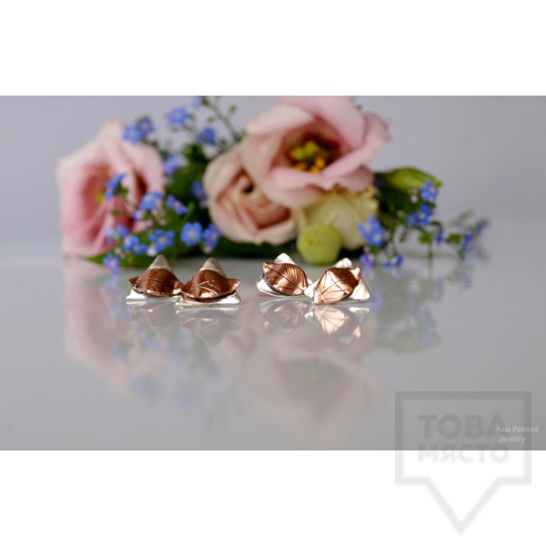 Сребърни обеци Asia Petrova - Golden Shapes