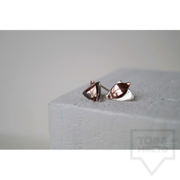 Сребърни обеци Asia Petrova - Golden Shapes