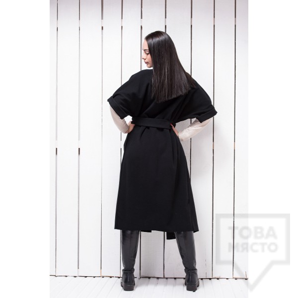 Дълго черно палто Atassa