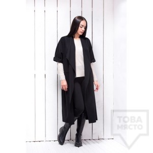 Дълго черно палто Atassa