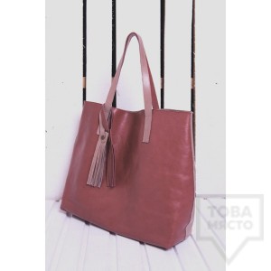 Дизайнерска дамска чанта от естествена кожа Atassa - double pink