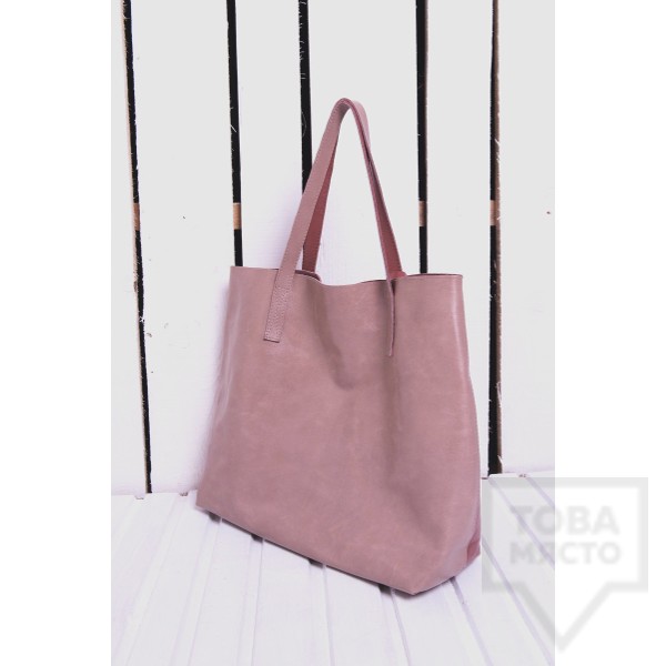 Дизайнерска дамска чанта от естествена кожа Atassa - double pink