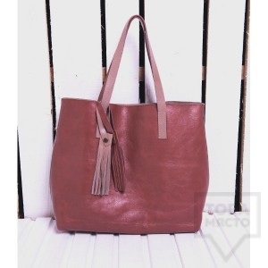 Дизайнерска дамска чанта от естествена кожа Atassa - double pink