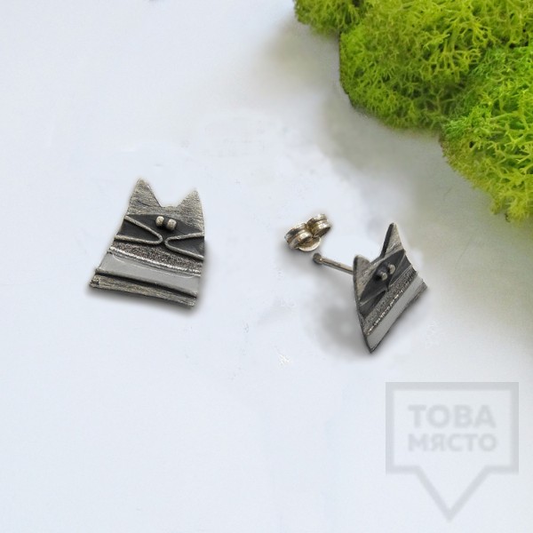 Сребърни обеци Топрева - котки