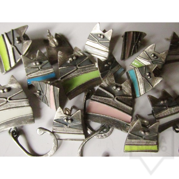 Сребърни обеци Топрева - сини котки